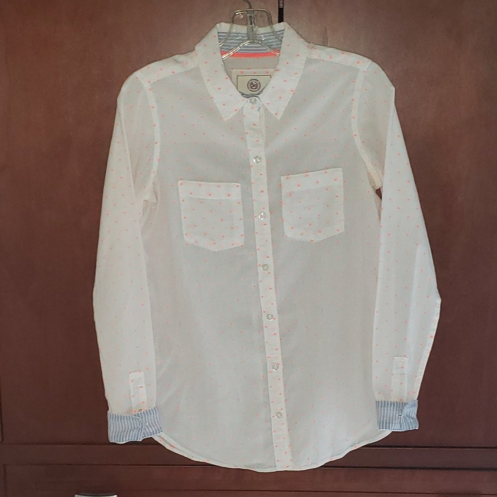 SO Perfect Shirt. Neon orange dots. XS